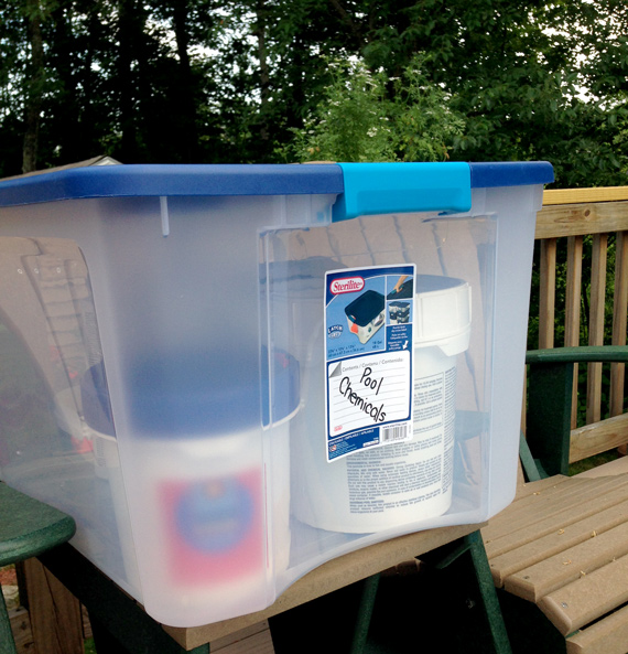 Sterilite pool chemical storage