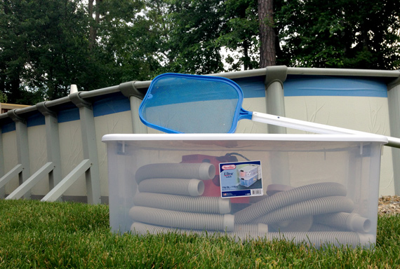 Sterilite pool hose storage